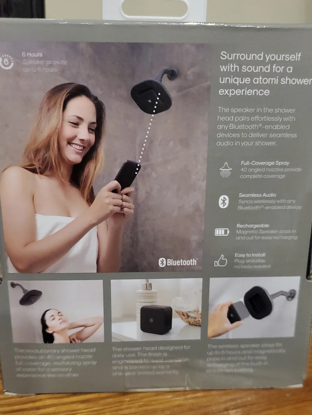 Atomi Shower Head with Bluetooth Speaker - Black Satin Finish- NEW